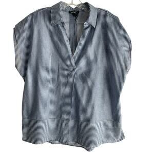 DKNY Donna Karan Blue White Striped Almost Sleeveless Size L Women's  Top